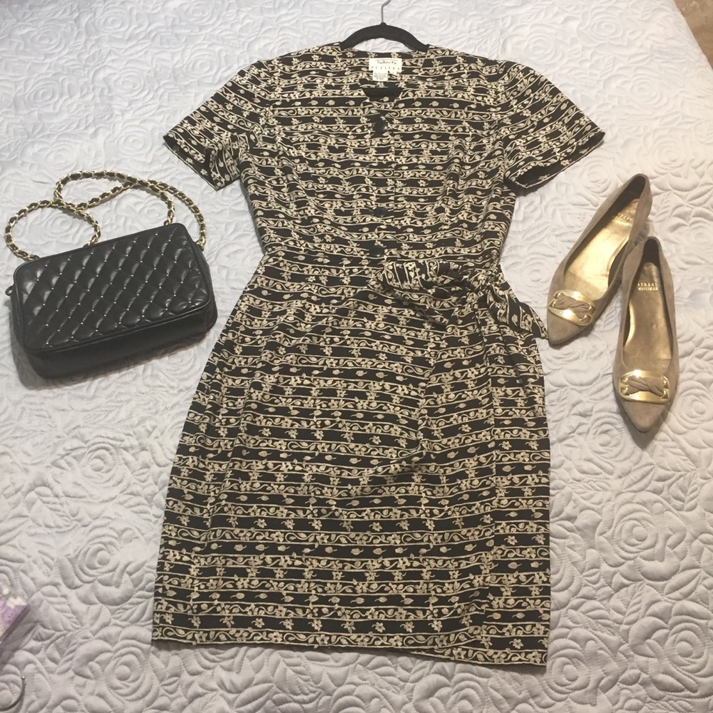 Talbots Petite V-Neck Button Front Faux Wrap Dress